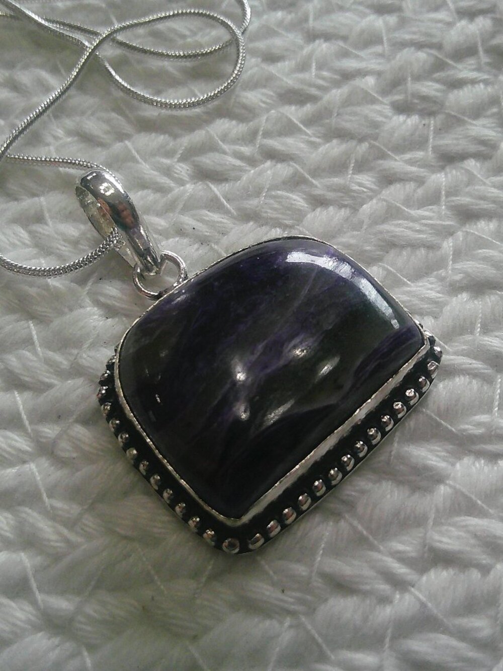 Gorgeous CHAROITE Handmade Sterling 925 Pendant/Chain #329F
